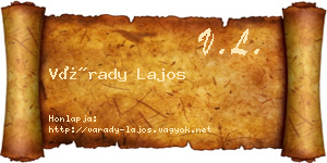 Várady Lajos névjegykártya